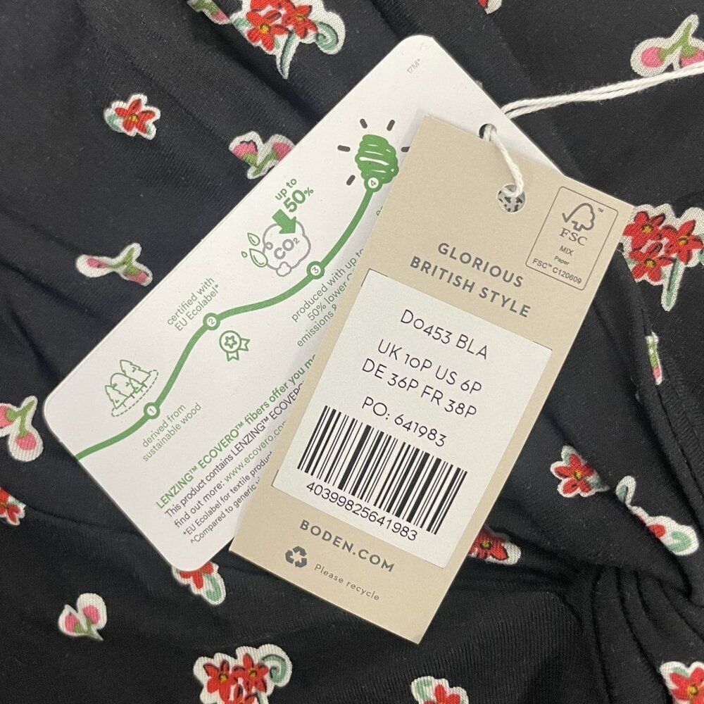 Boden Womens Midi Dress UK 10P US 6P Black Sweetheart Neckline Jersey D0453 NWT - Picture 8 of 11